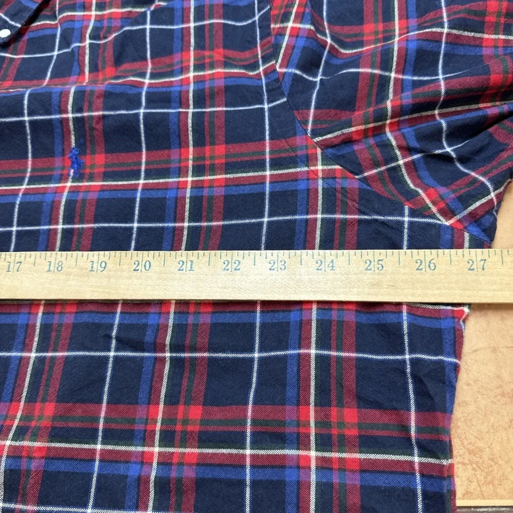Polo Ralph Lauren Mens XXL Classic Fit Red Blue Plaid Cotton Flannel Button Down